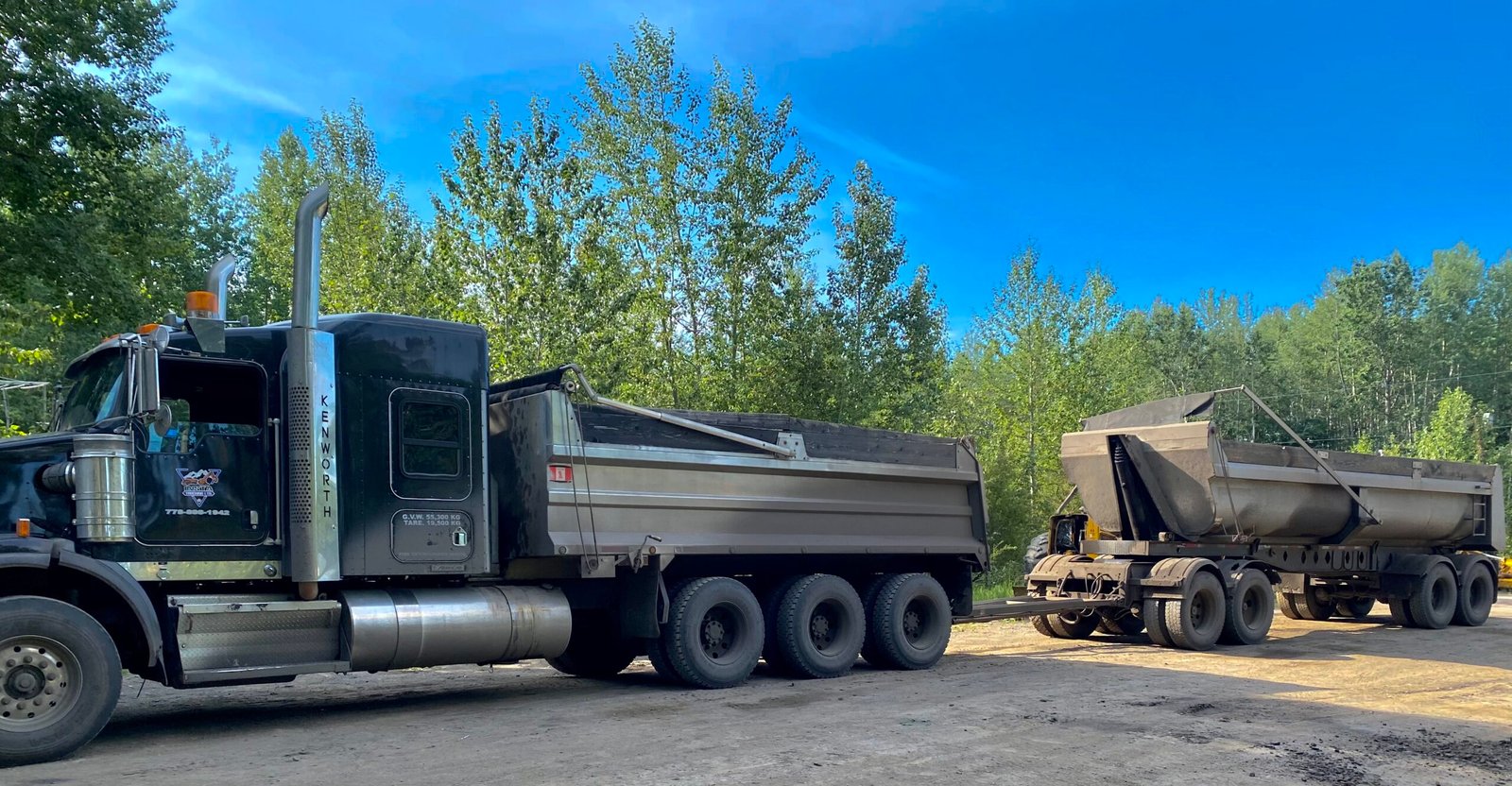 Insta Trucking Tri-Drive dump truck with pup trailer